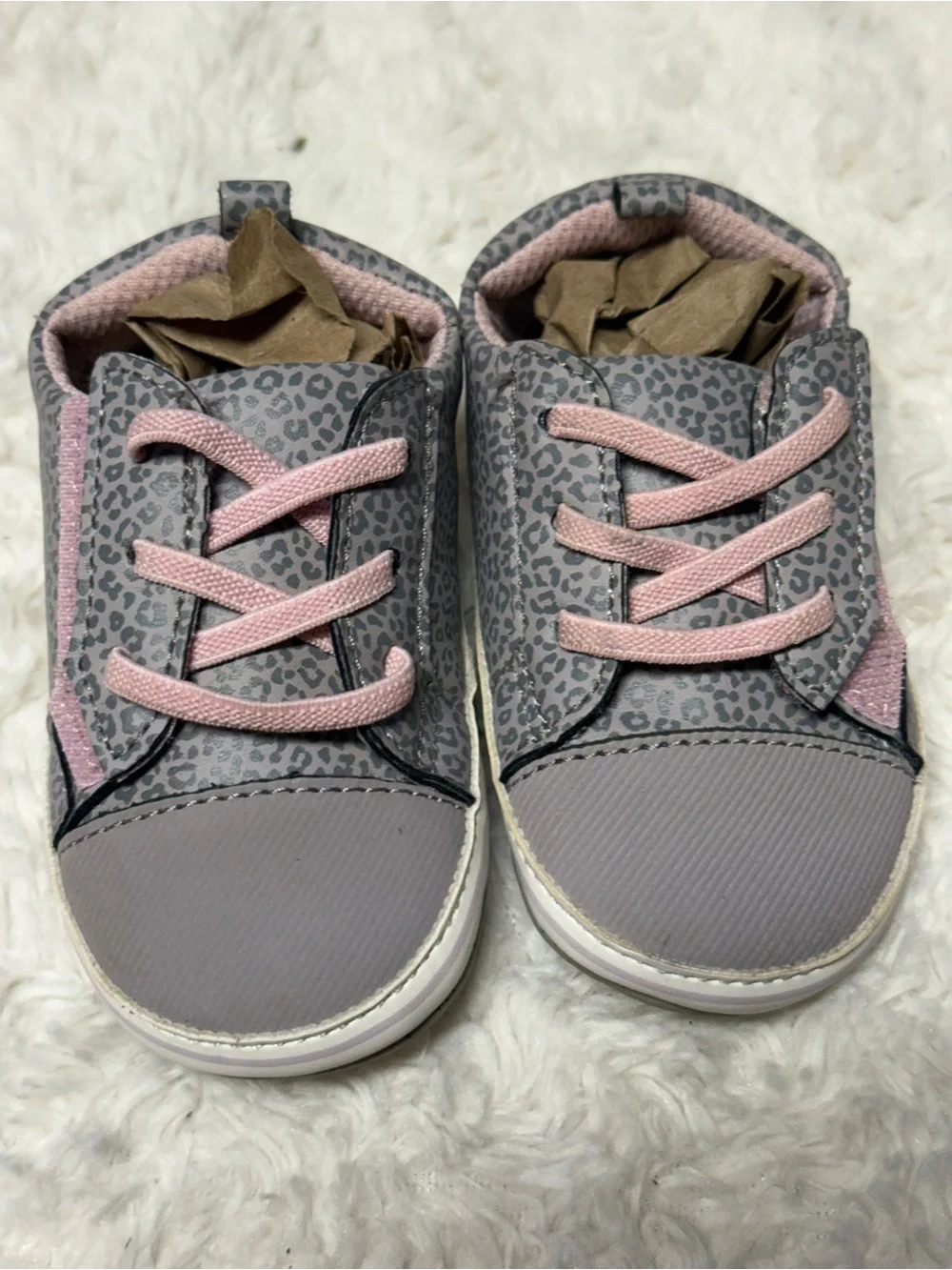Stride Rite Surprize Girls Gray Leopard Pink Sneakers Shoes